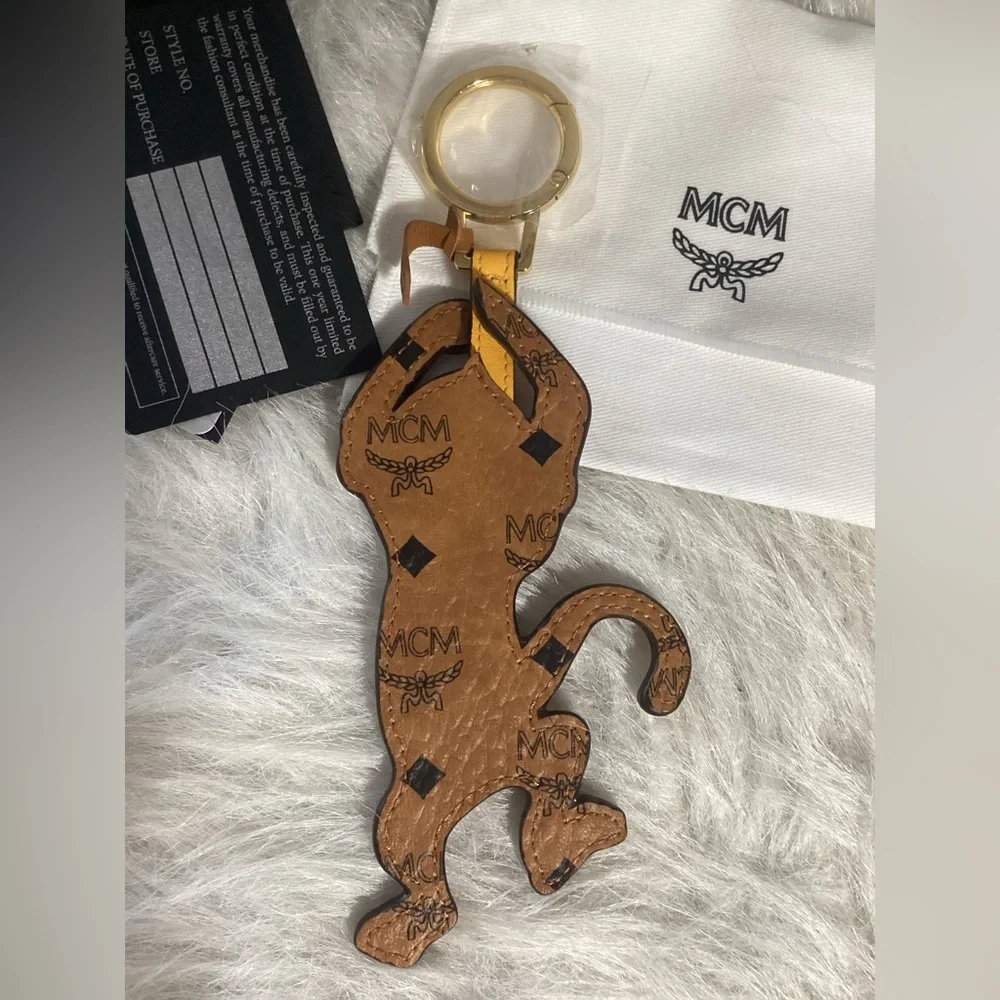 SOLD…..MCM Monkey Keychain Bag Charm Cognac Brown Swarovski Crystal Eyes - Picture 5 of 8